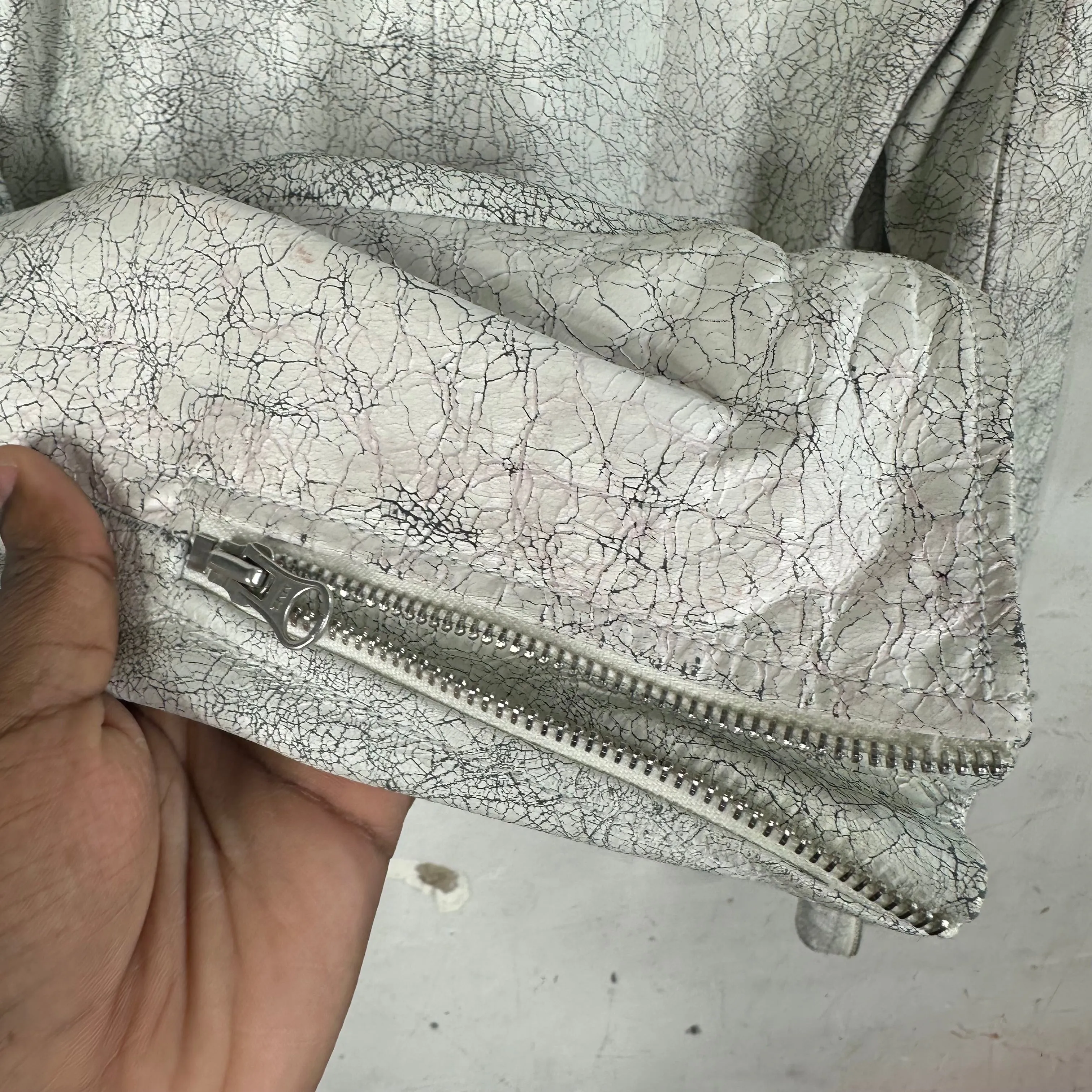 MM6 Maison Margiela Cracked Painted Biker Jacket