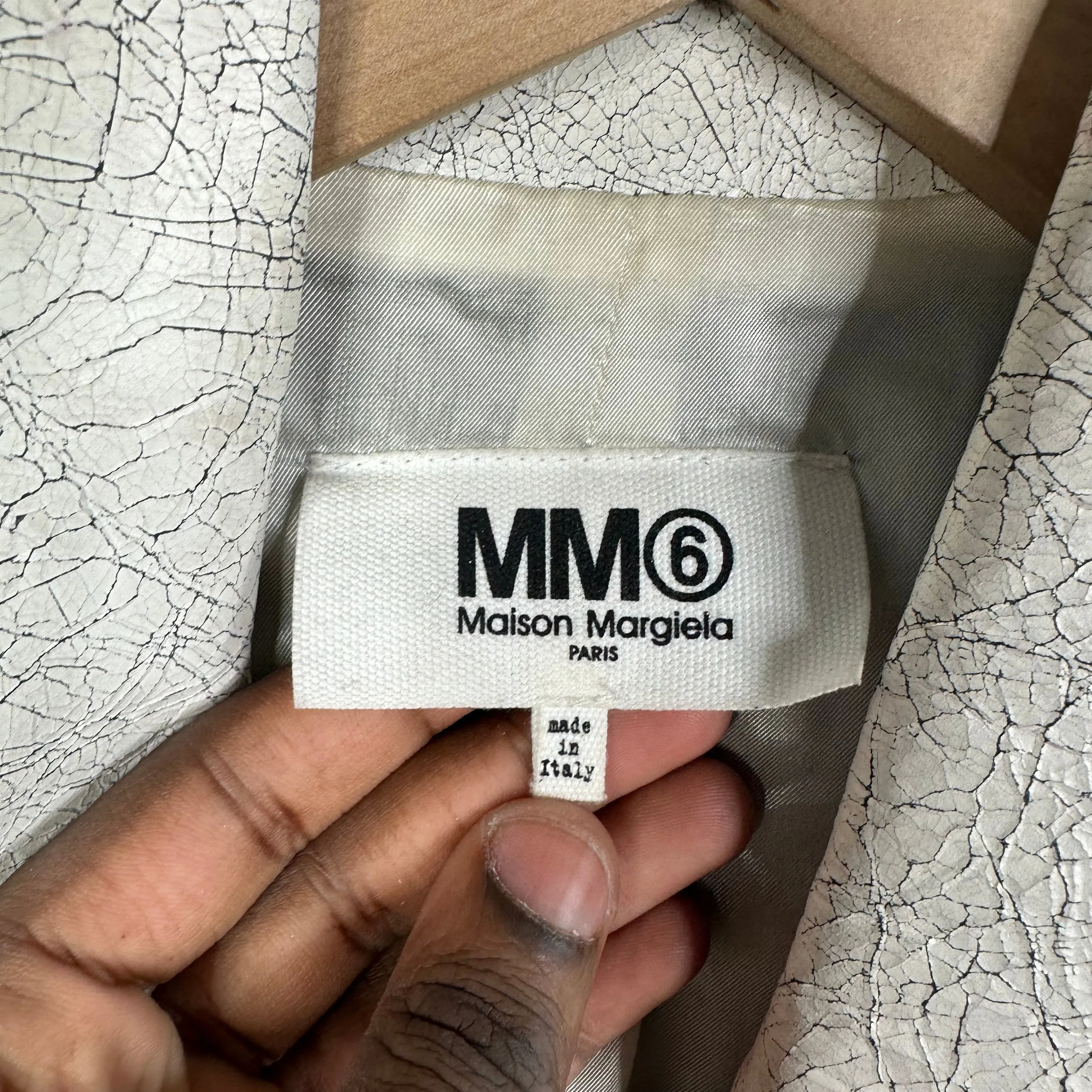 MM6 Maison Margiela Cracked Painted Biker Jacket