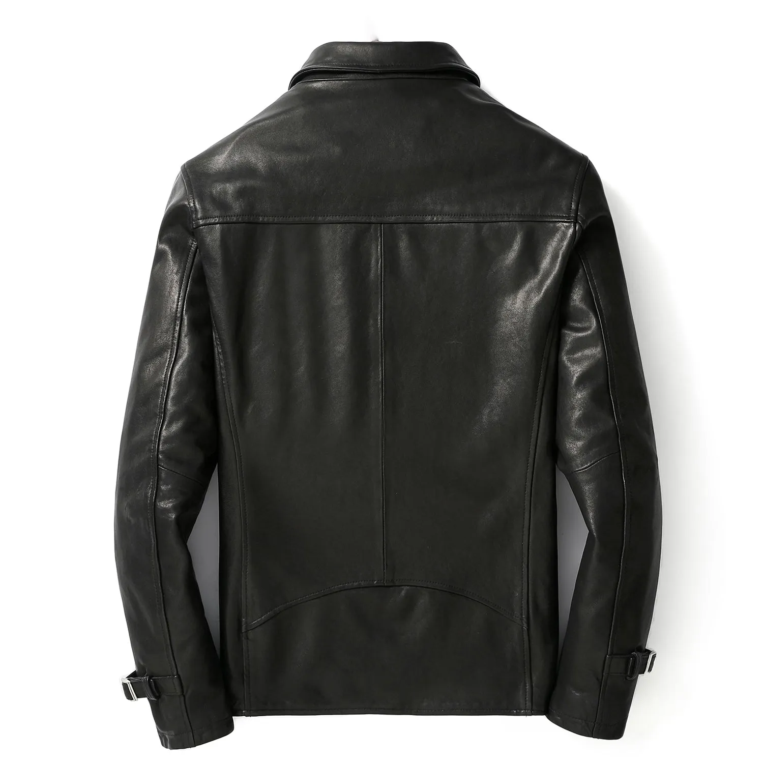 Motorcycle Jacket – Men's black leather grained cowhide jacket