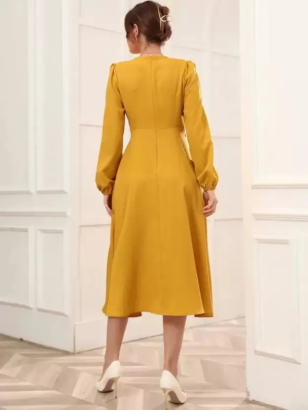 Mustard Elegance Wrap Dress