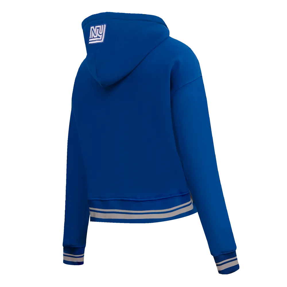 NFL NEW YORK GIANTS RETRO CLASSIC WOMEN'S RIB CROPPED PO HOODIE (DODGER BLUE)