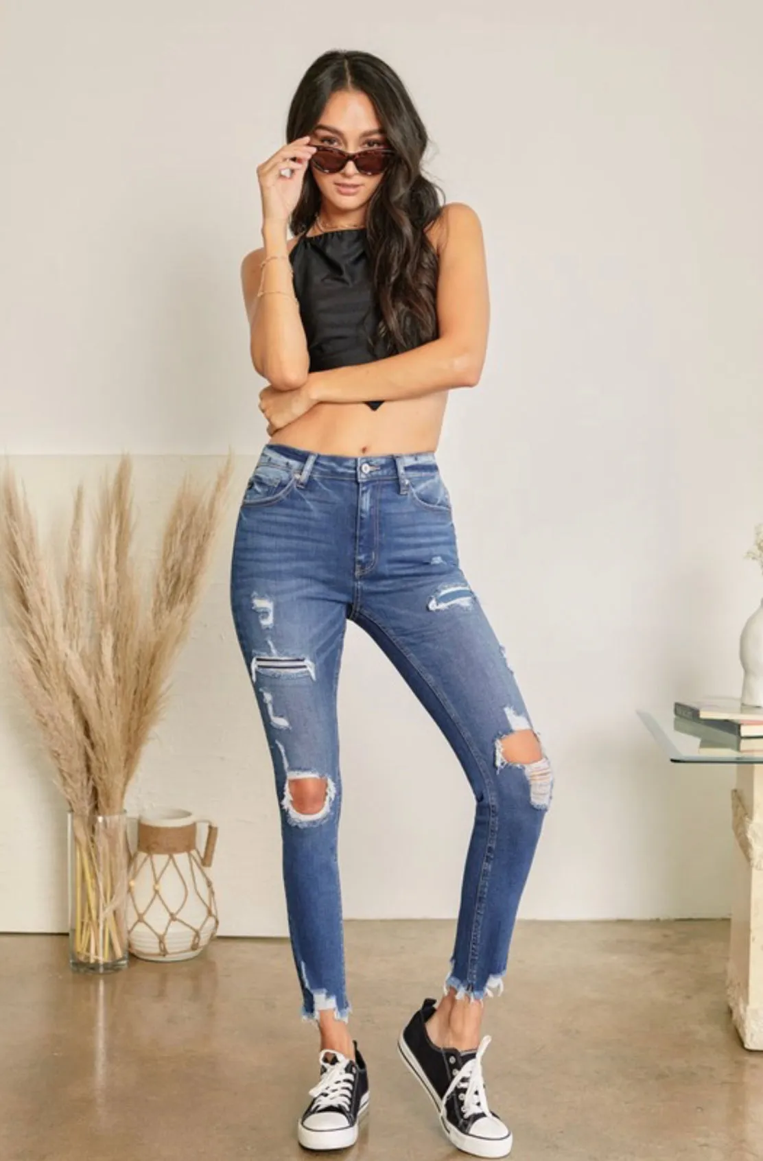 now or never high rise ankle skinny jeans