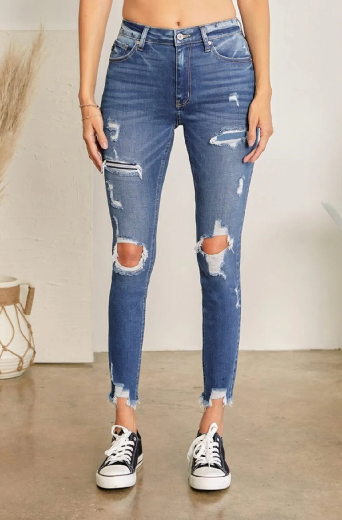 now or never high rise ankle skinny jeans