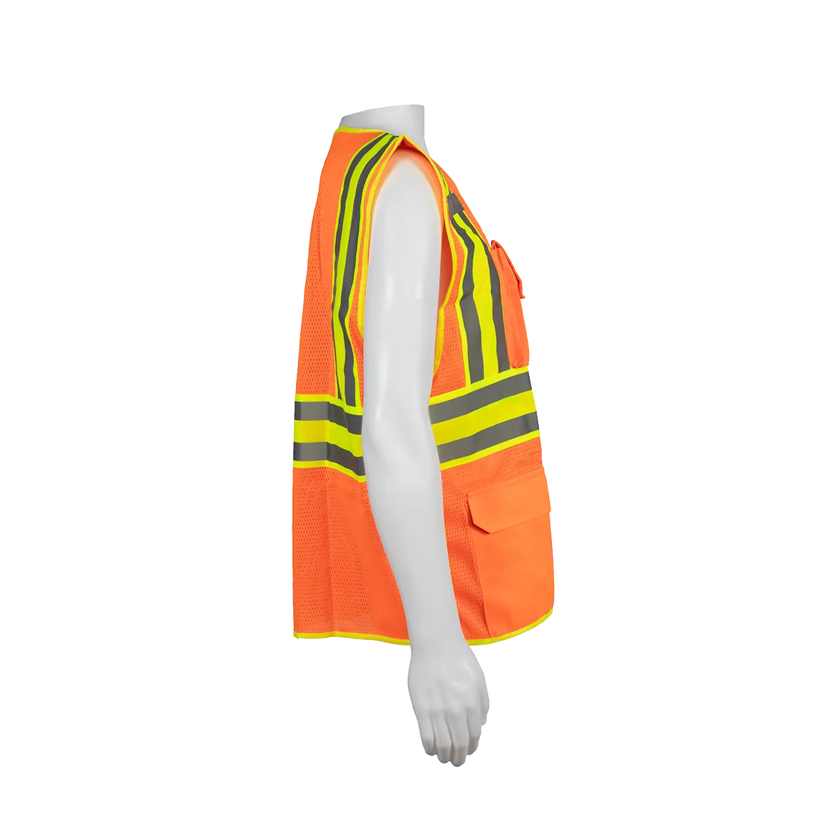 OVM2-CB2 ANSI Class II Deluxe Two Tone DOT Safety Vest Orange Mesh Lime Contrast