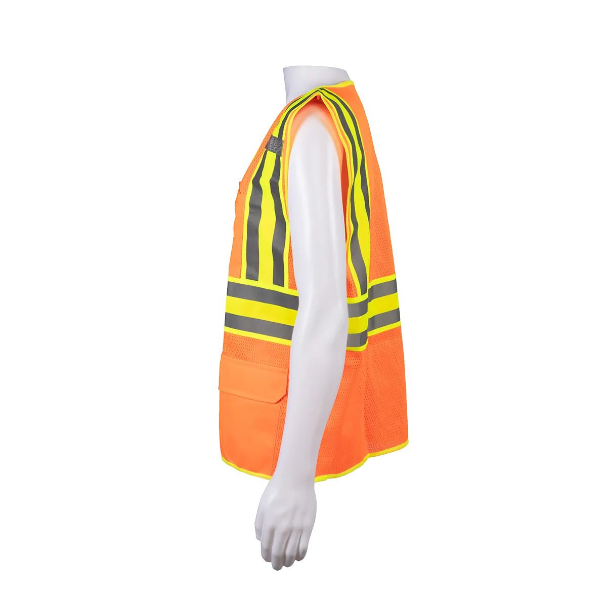 OVM2-CB2 ANSI Class II Deluxe Two Tone DOT Safety Vest Orange Mesh Lime Contrast