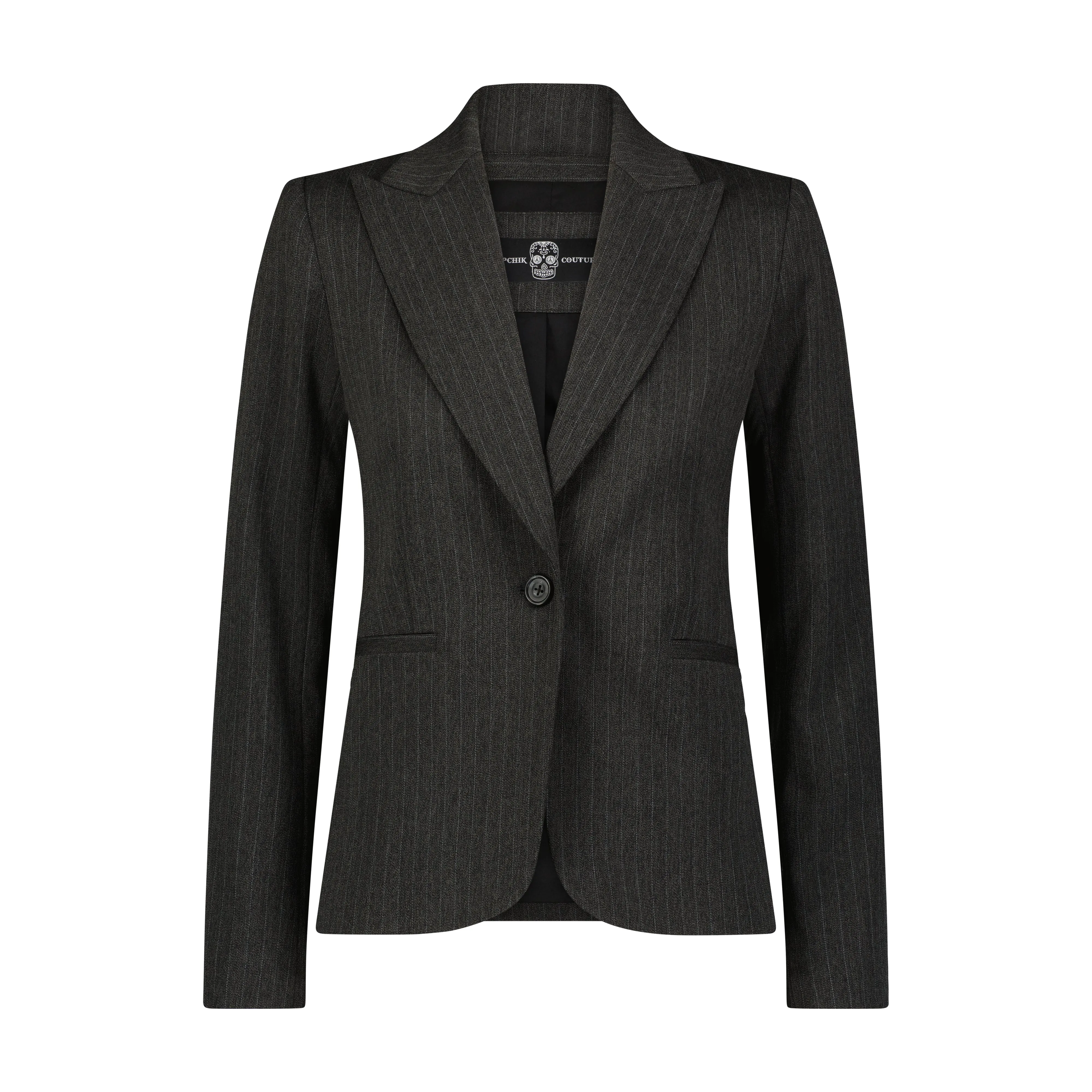 Plain Pinstripe Blazer  - Charcoal