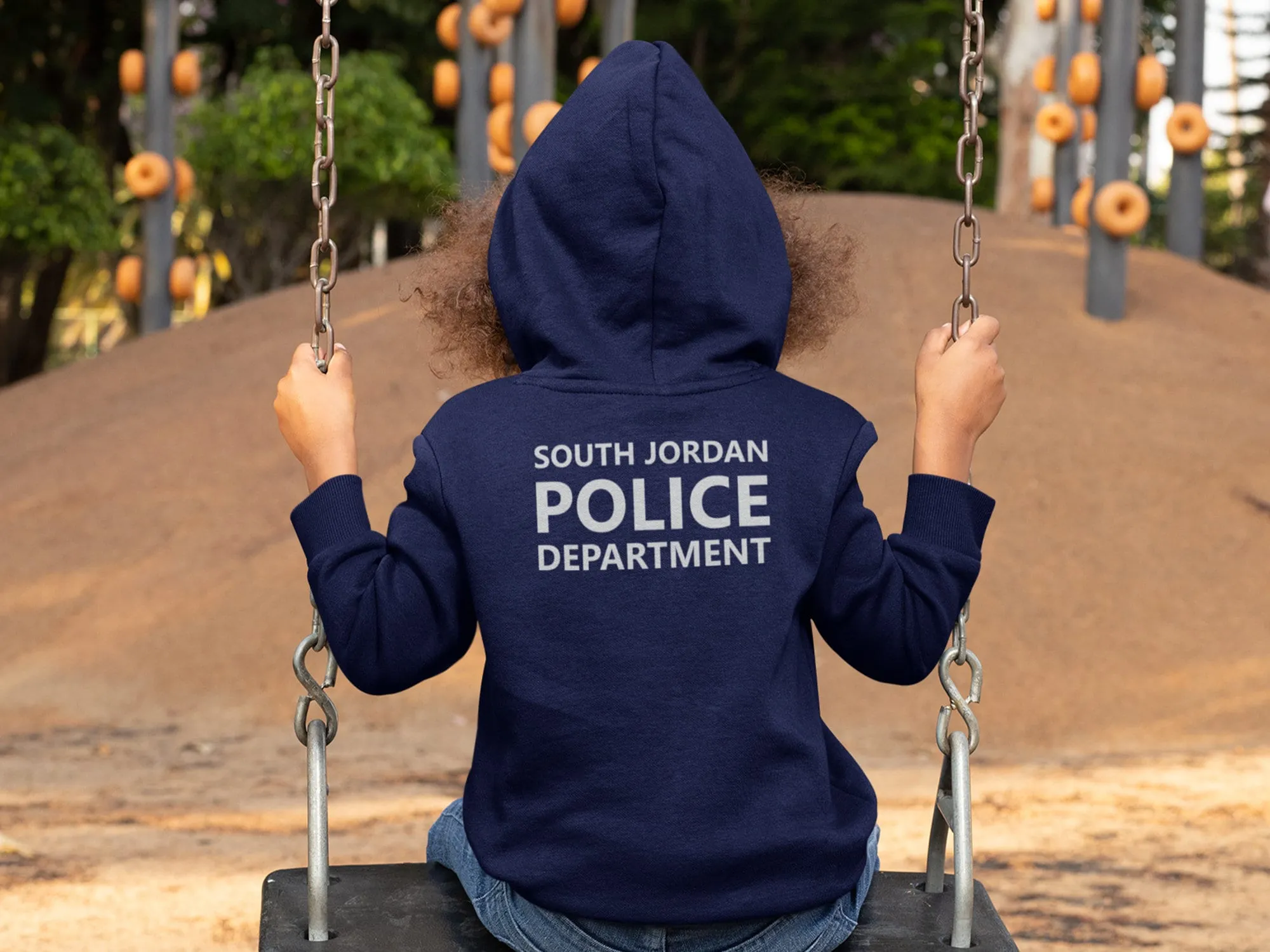 Police Navy Toddler Hoodie with Shield and Personalized Name - Optional Police Department on Back