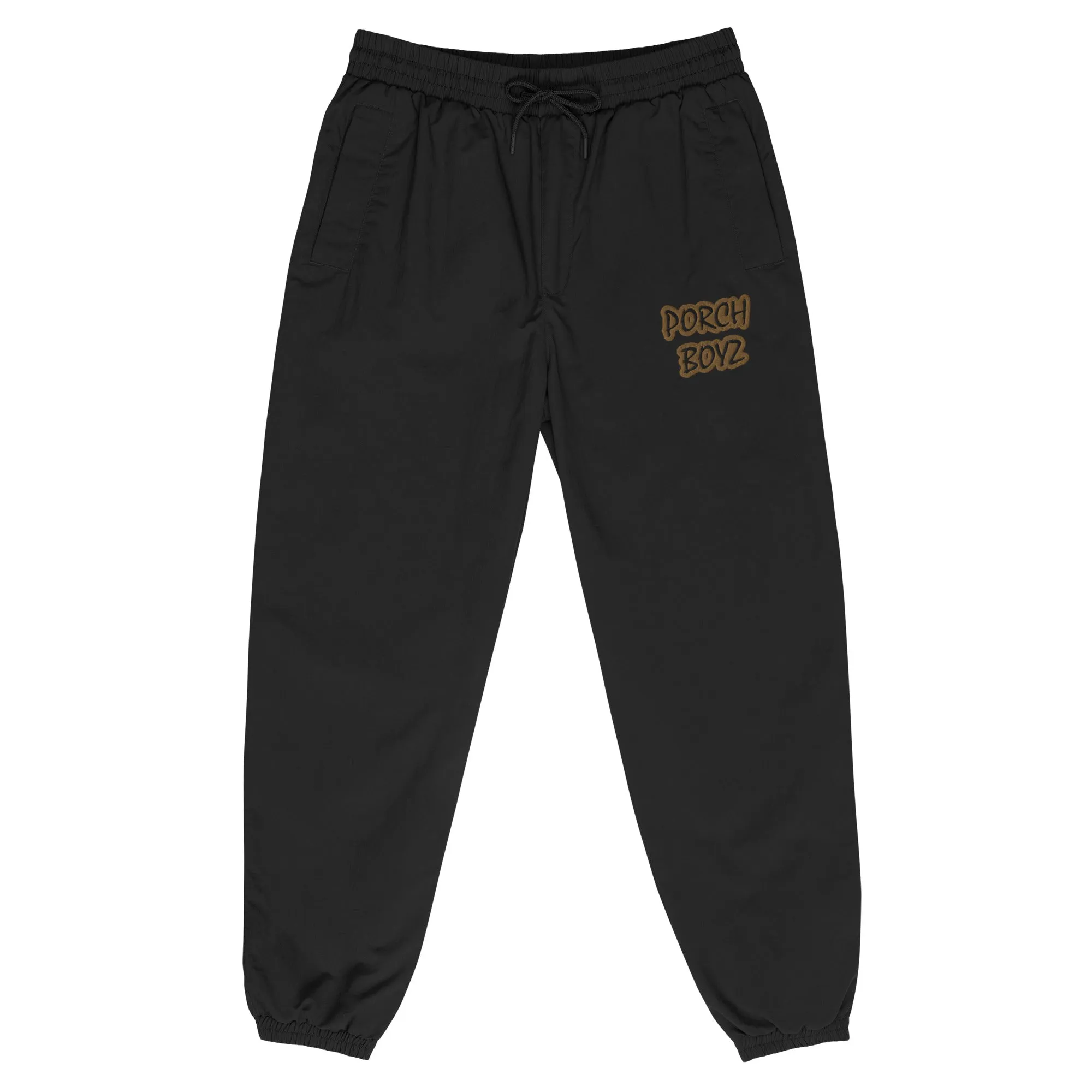 PORCHBOYZ (BLK/GLD) Recycled tracksuit trousers