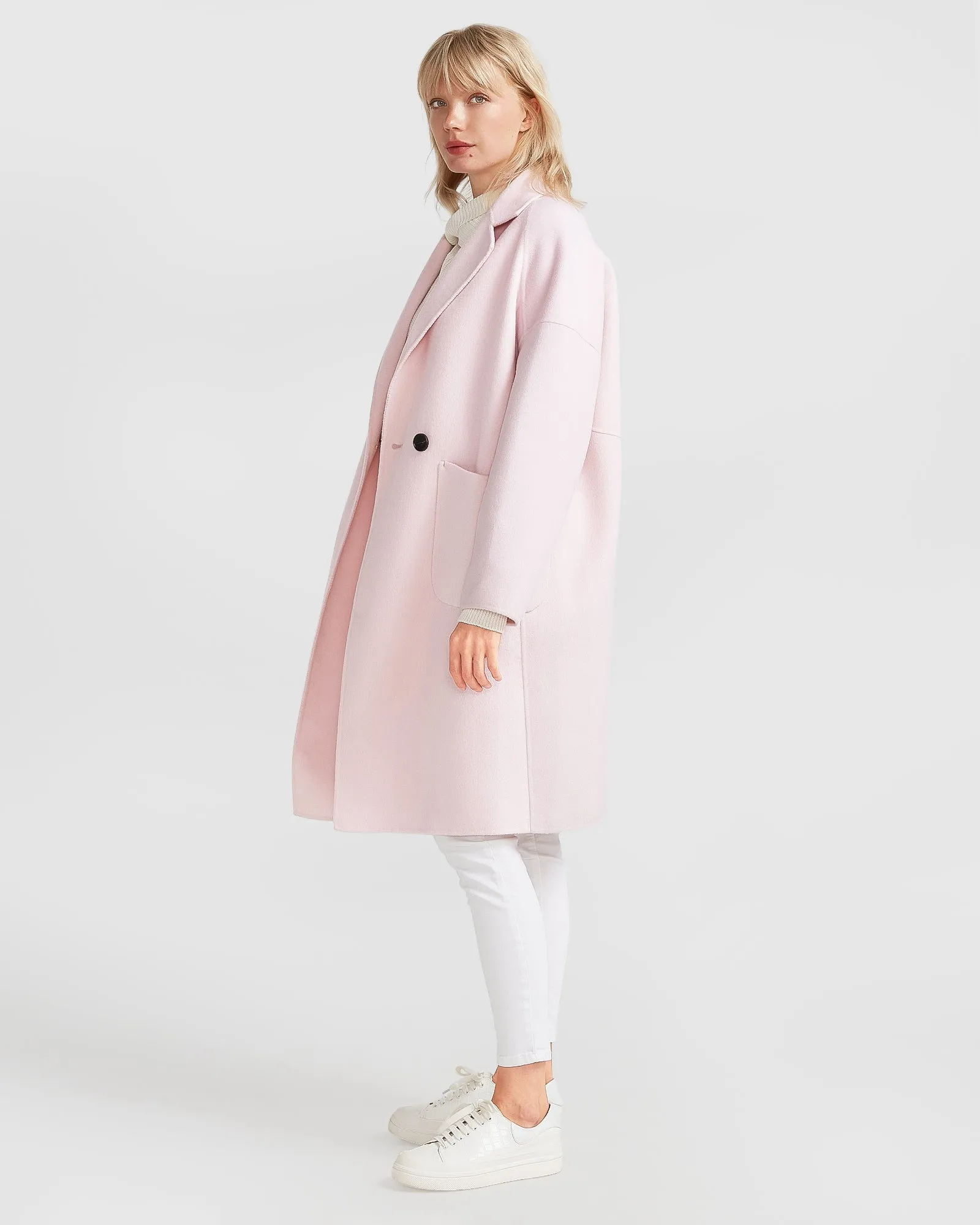 Publisher Double-Breasted Wool Blend Coat - Pale Pink