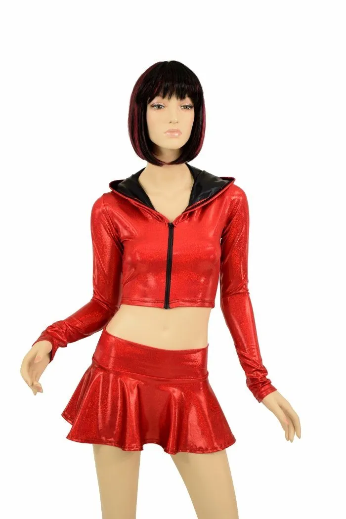 Red & Black Dragon Hoodie Skirt Set