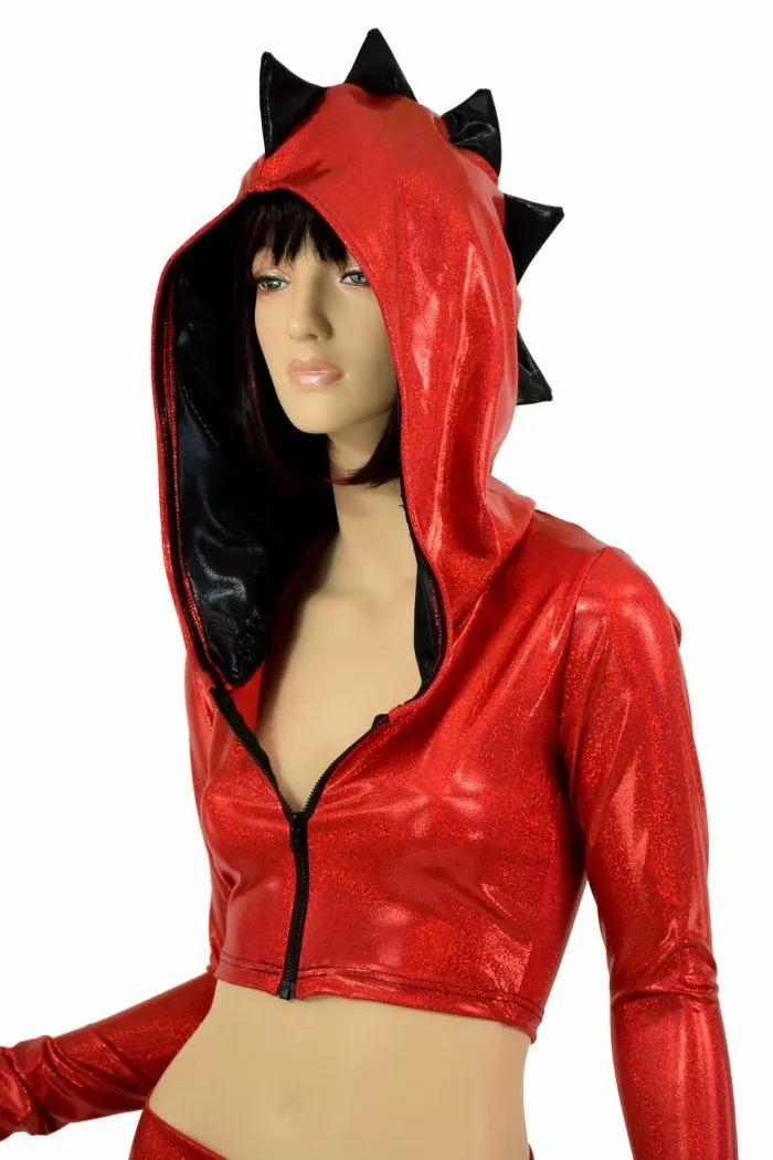 Red & Black Dragon Hoodie Skirt Set