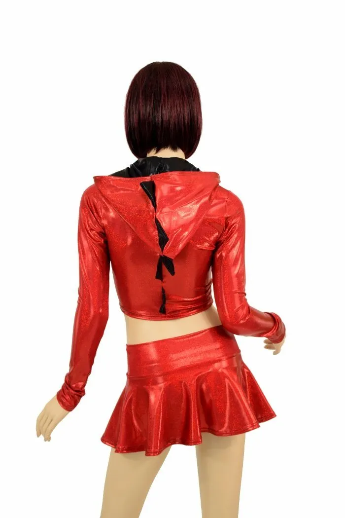 Red & Black Dragon Hoodie Skirt Set