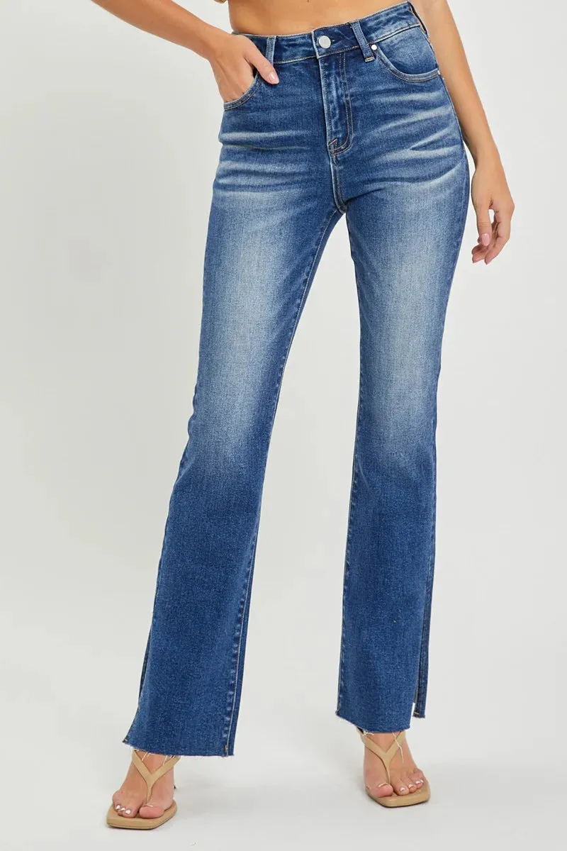 Risen HR Ankle Straight Raw Hem w/ Slit Jeans