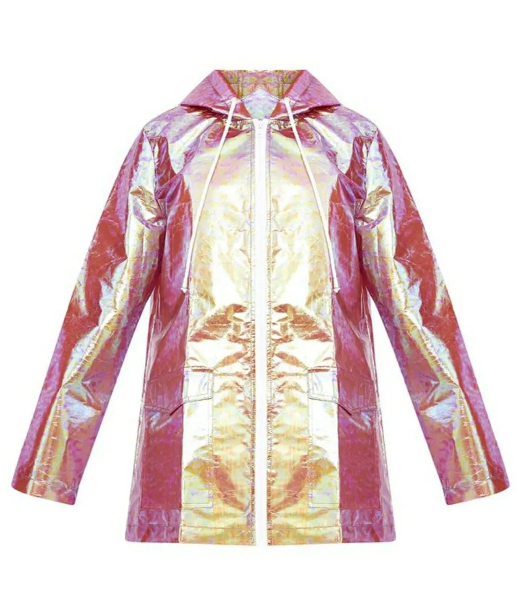 Rose Gold Holographic Waterproof Raincoat