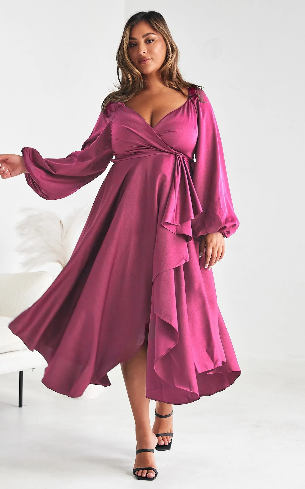 Rossetti Wrap Maxi Dress - Magenta