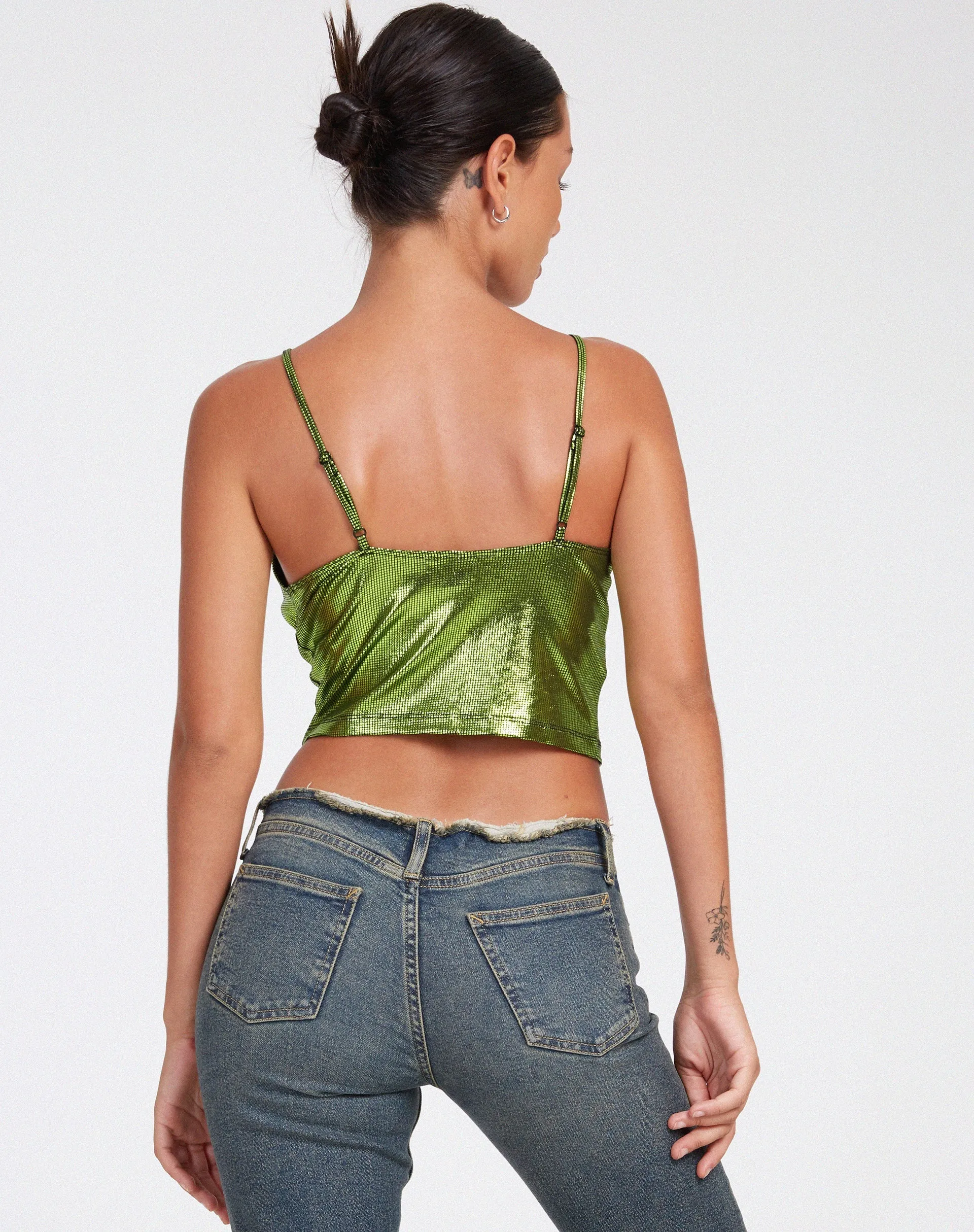 Rumak Crop Top in Holographic Lime