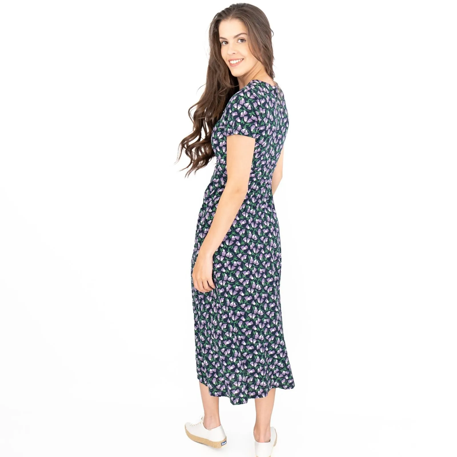 Seasalt Navy Floral Chapelle Jersey Midi Dress