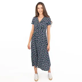 Seasalt Navy Floral Chapelle Jersey Midi Dress