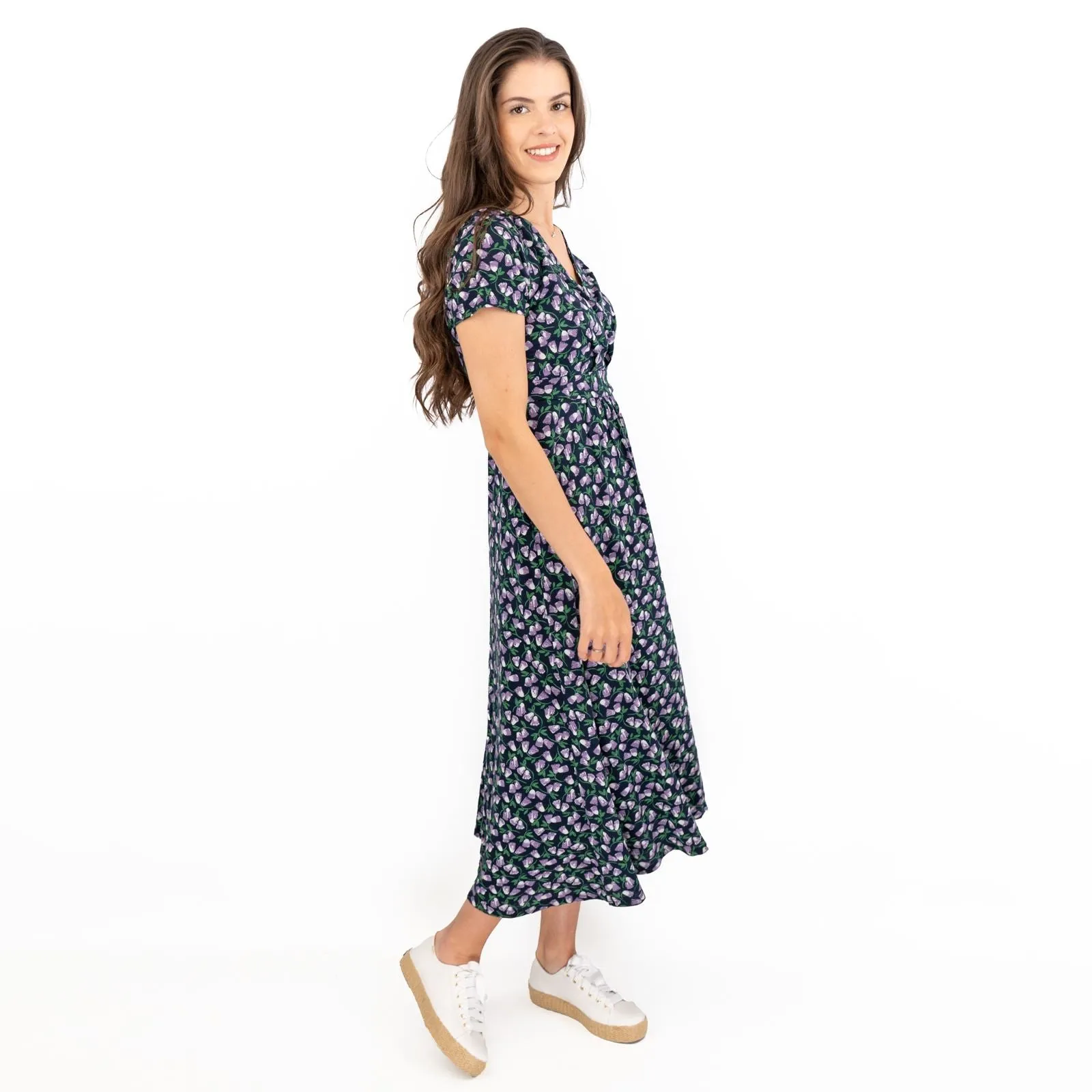 Seasalt Navy Floral Chapelle Jersey Midi Dress