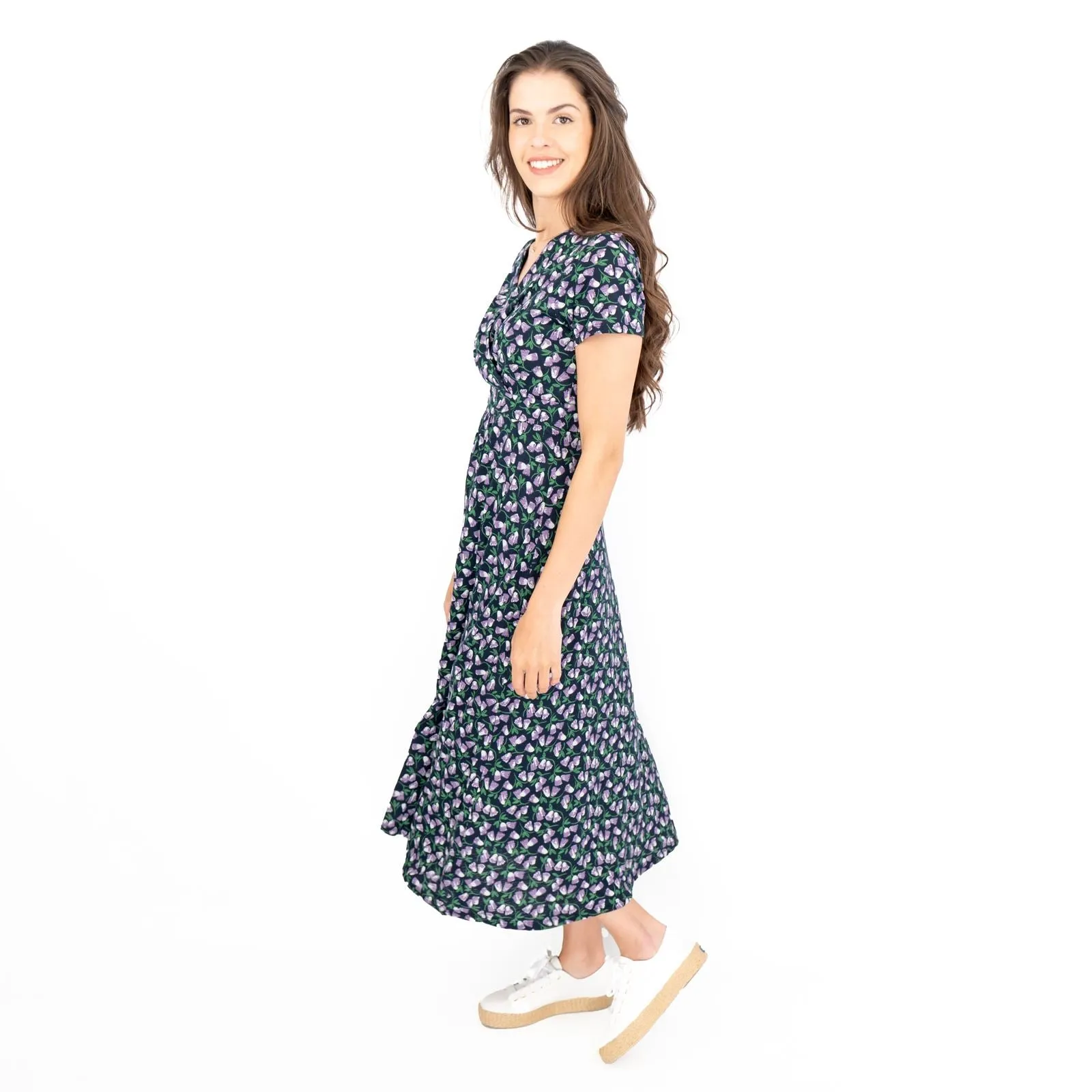 Seasalt Navy Floral Chapelle Jersey Midi Dress