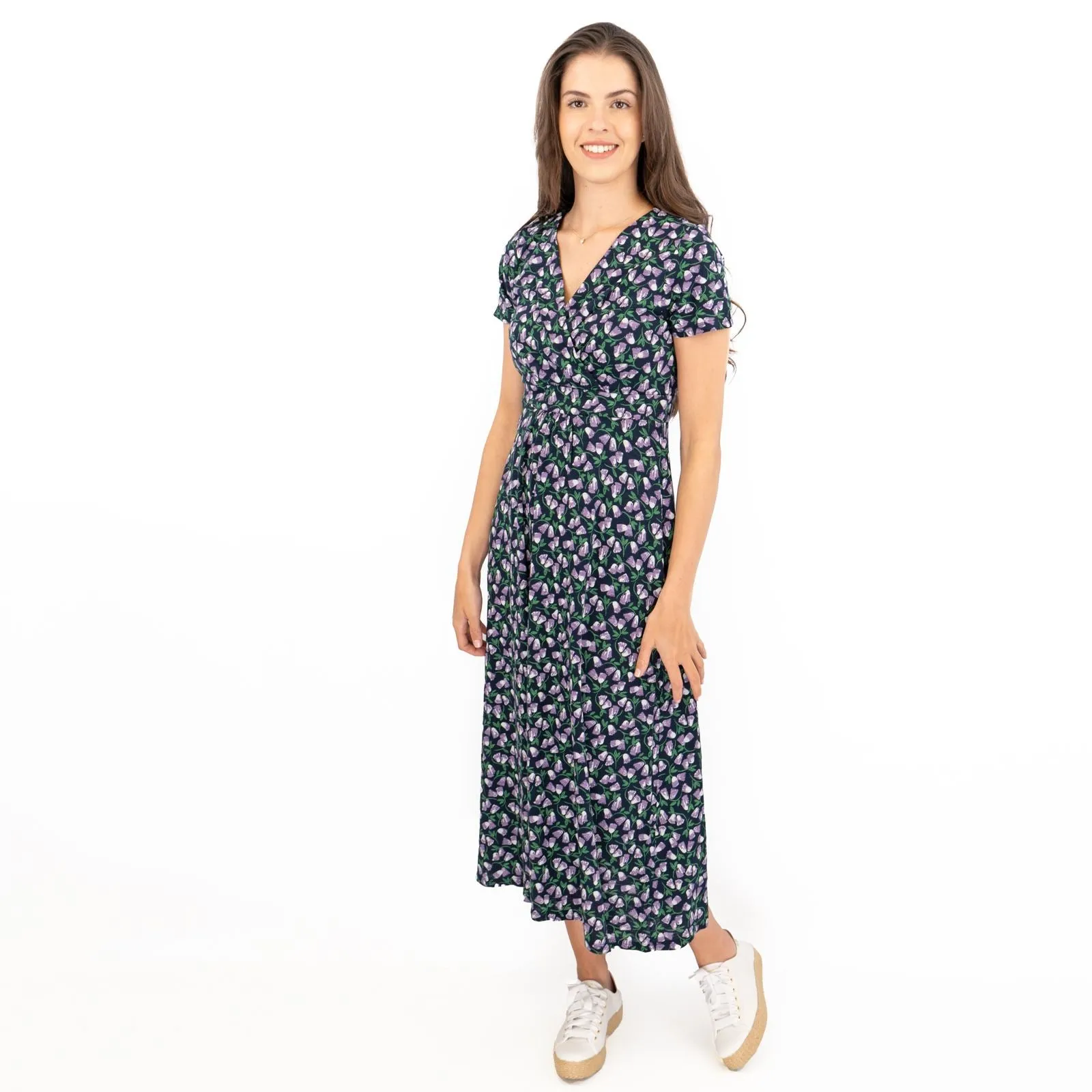 Seasalt Navy Floral Chapelle Jersey Midi Dress