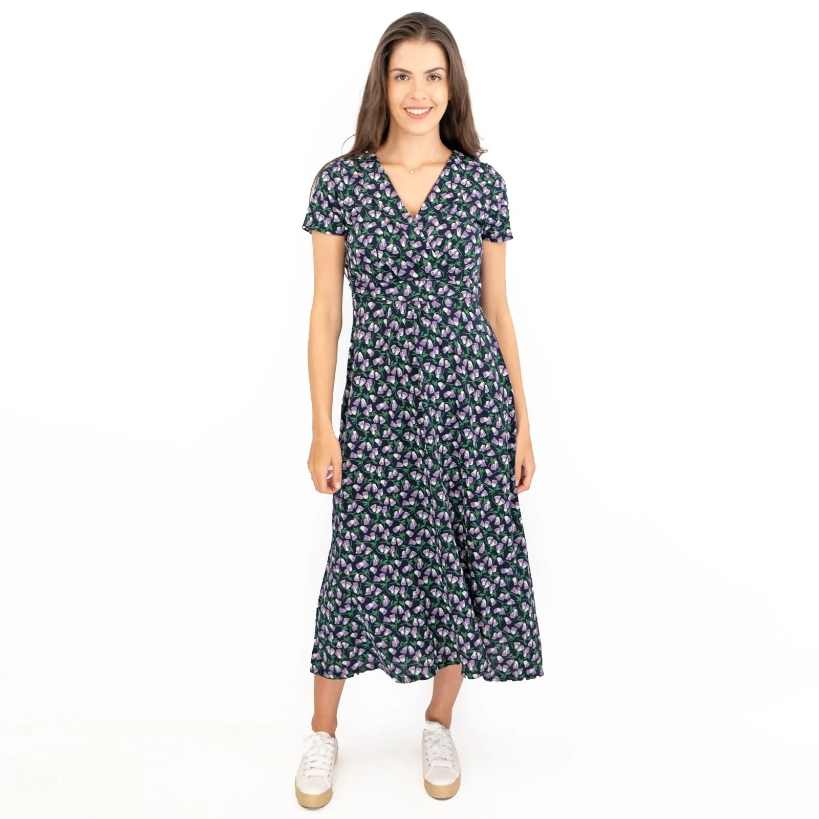 Seasalt Navy Floral Chapelle Jersey Midi Dress