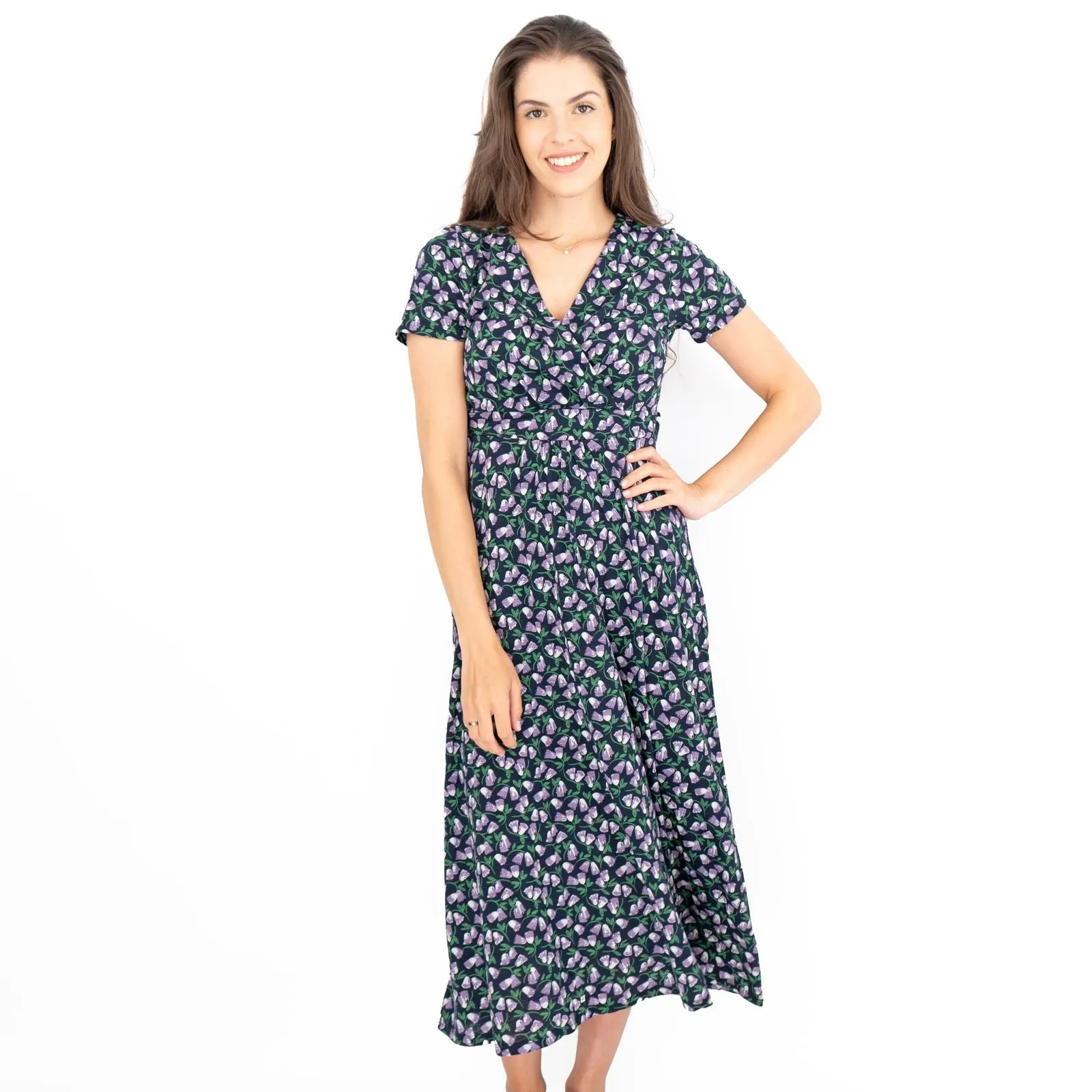 Seasalt Navy Floral Chapelle Jersey Midi Dress