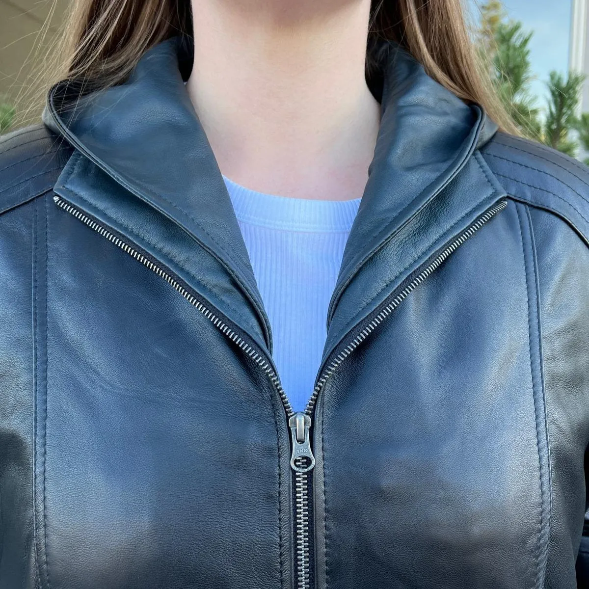 Sheep Leather Jacket with Removable Hood