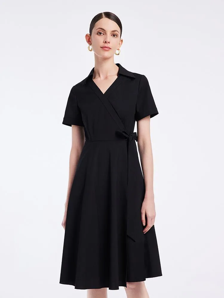 Shirt Neck Wrap-around Dress