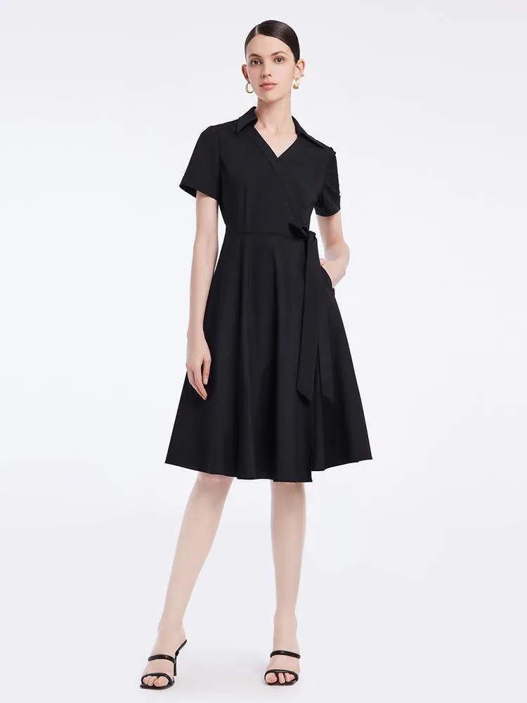 Shirt Neck Wrap-around Dress