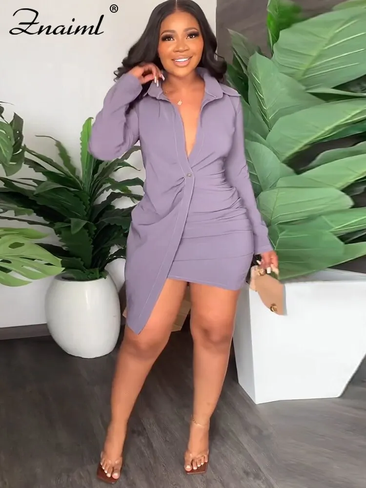 SHIRT STYLE WRAP MINI DRESS