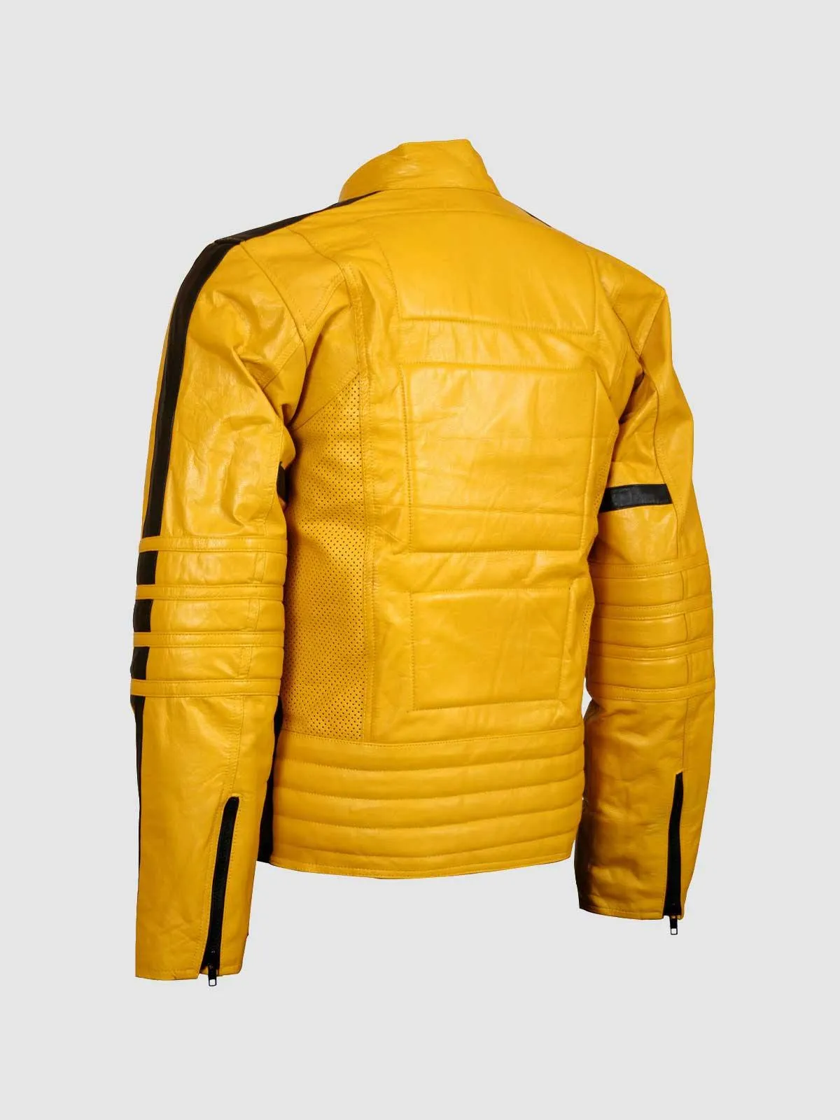 Size Medium Yellow Leather Biker Jacket for Men