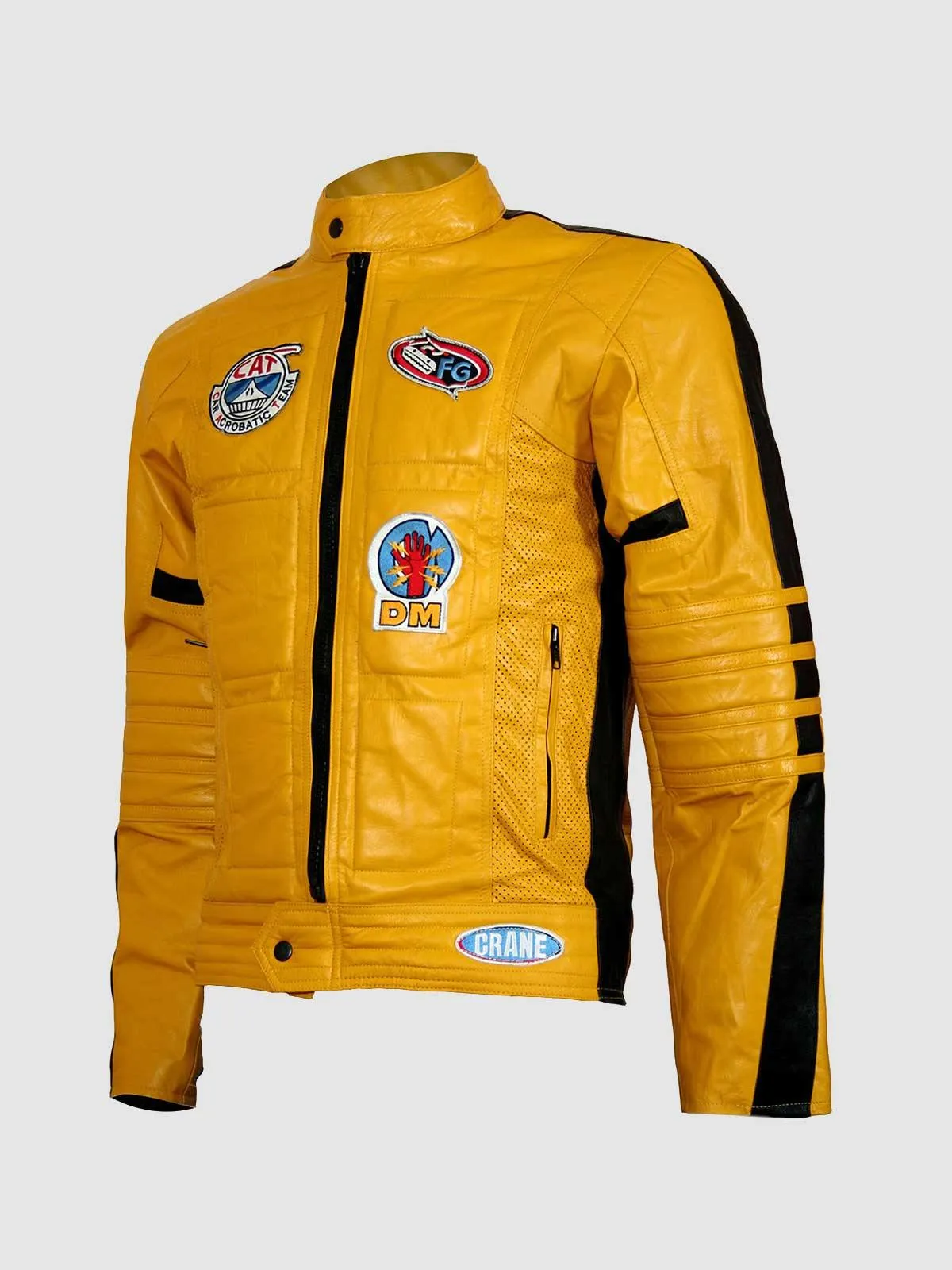 Size Medium Yellow Leather Biker Jacket for Men