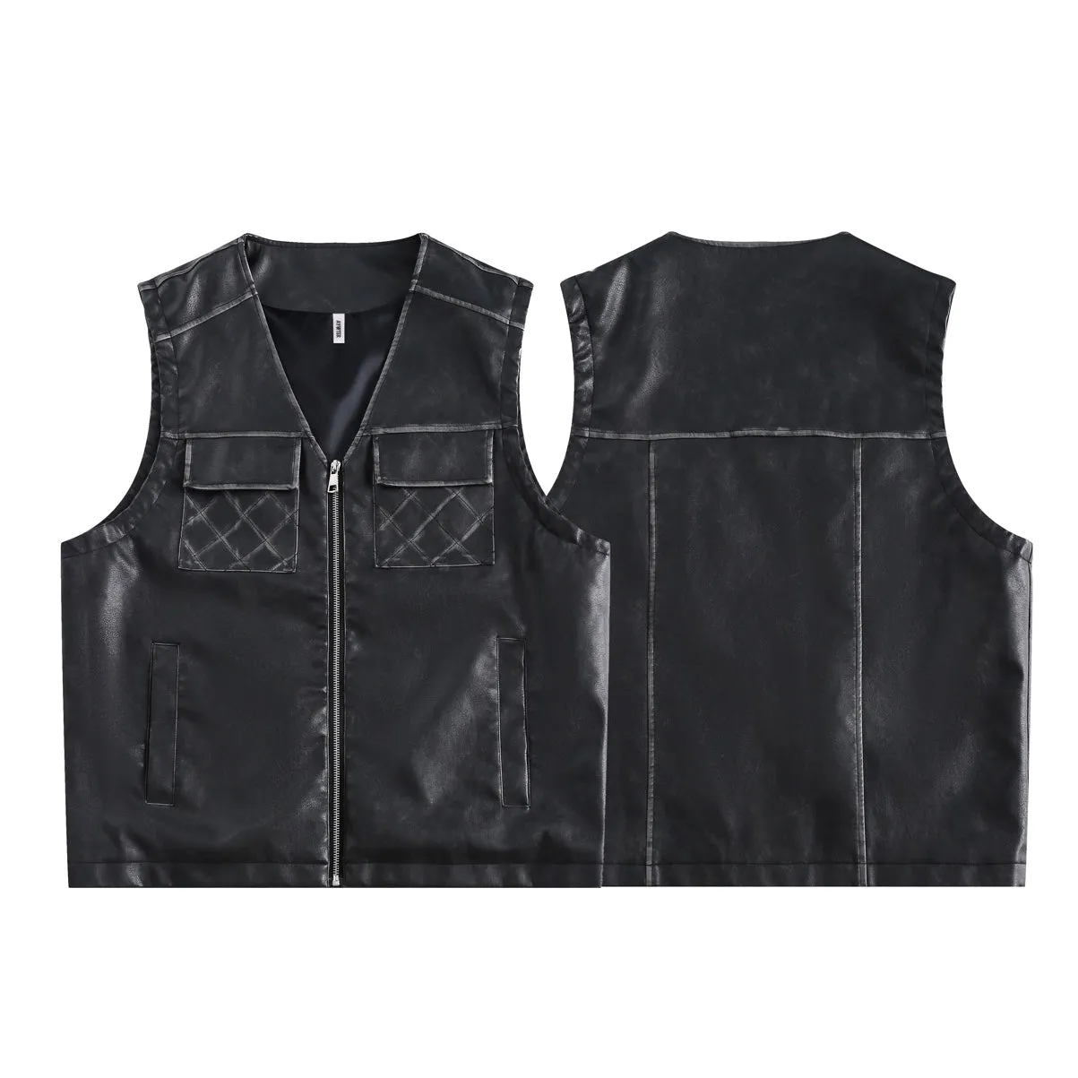 Sleek Utility Leather Vest