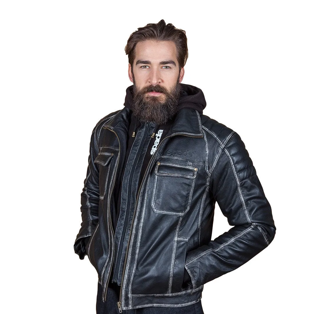 Spada Peacedog Motorcycle Motorbike Leather Waterproof Jacket - Black