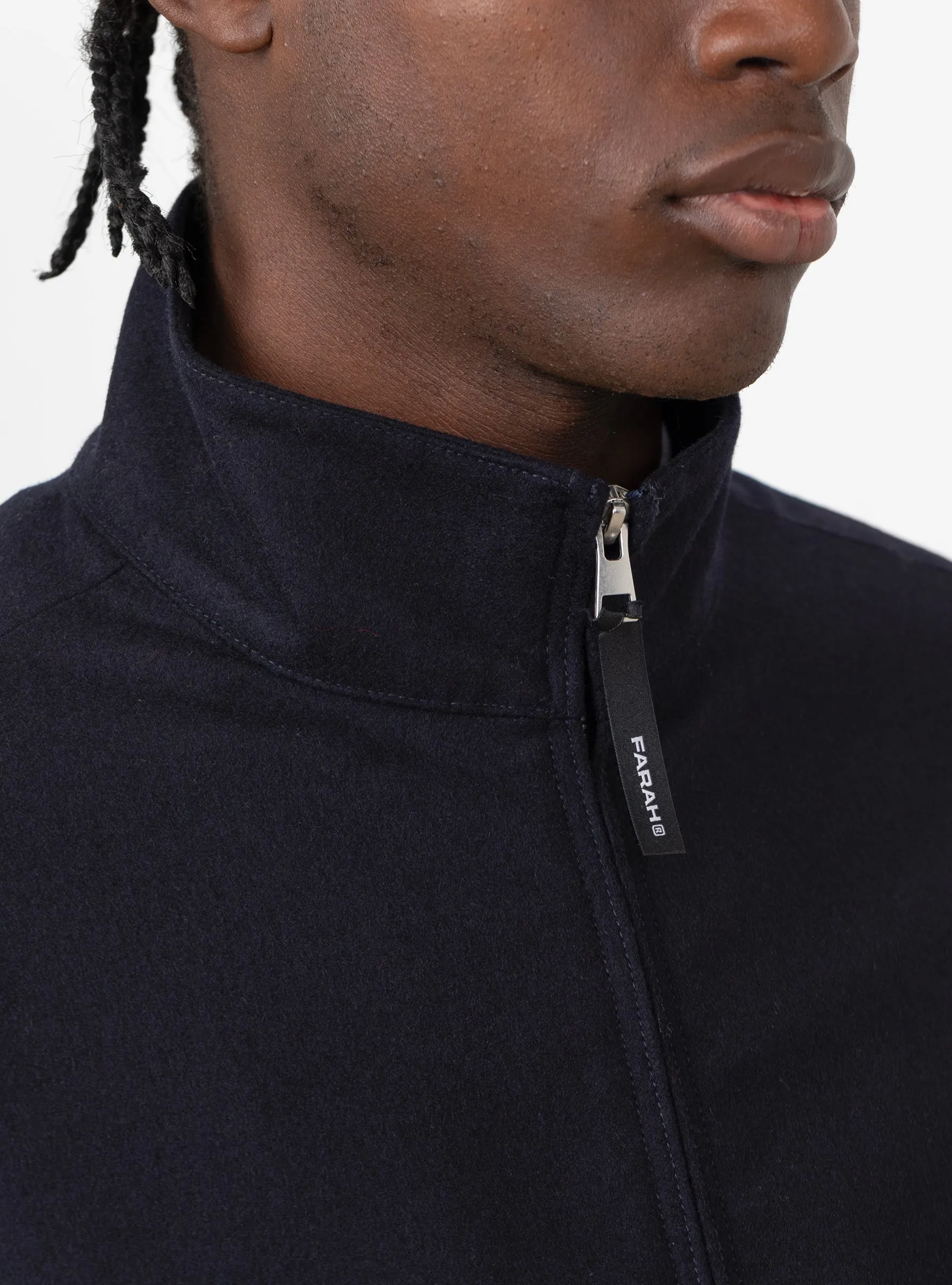 Stand Collar Zip Up Blouson Navy