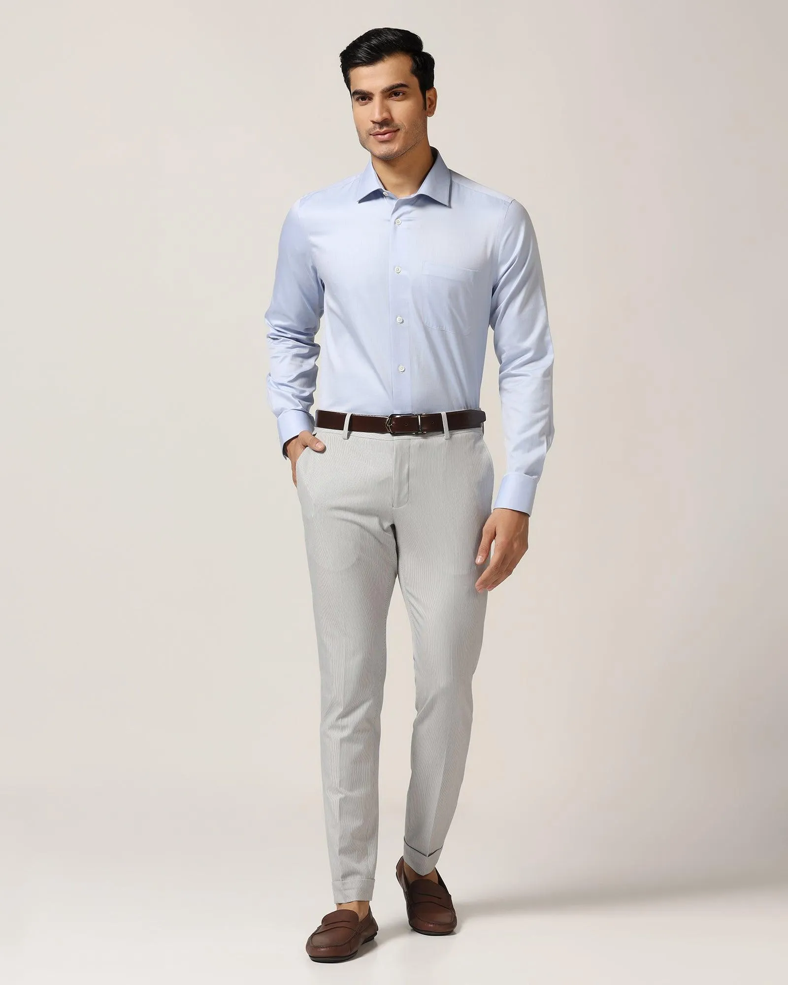 Super Slim Phoenix Formal Grey Stripe Trouser - Ninja