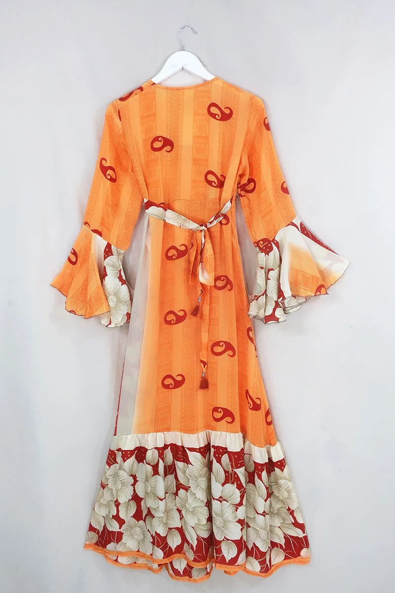 Sylvia Wrap Dress - Saffron & Marigold Paisley - Size S