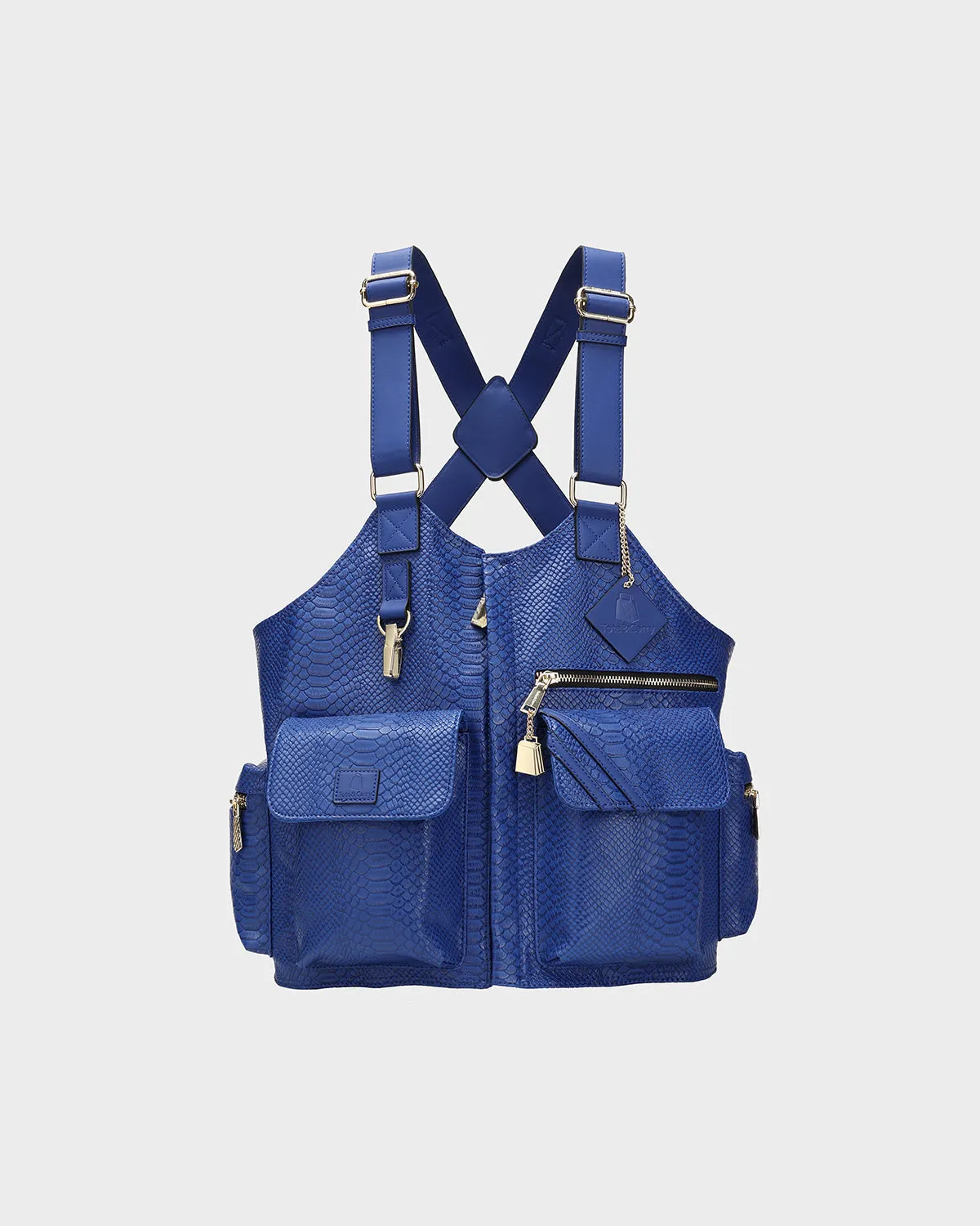 Tactical Leather Vest in Royal Blue