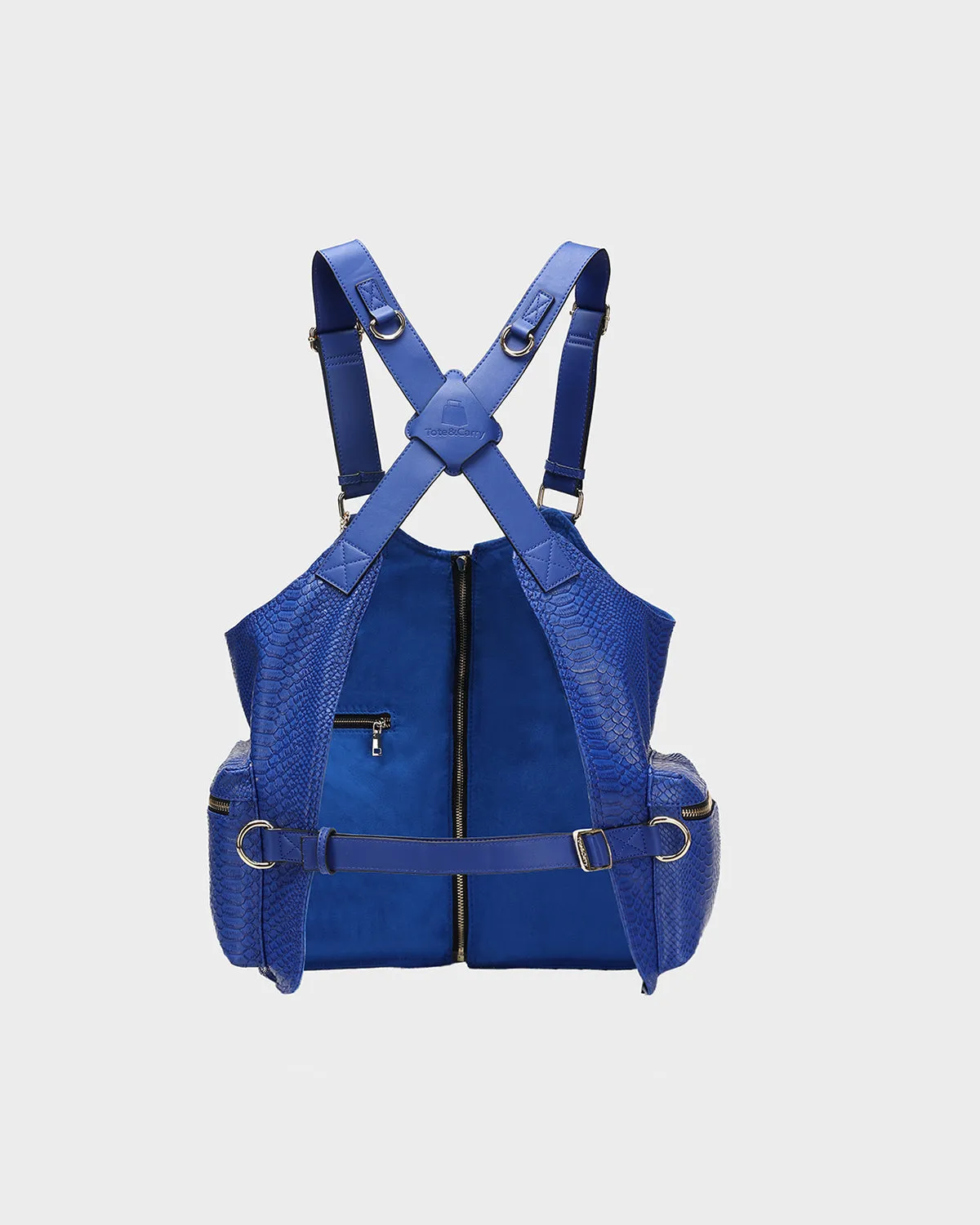 Tactical Leather Vest in Royal Blue