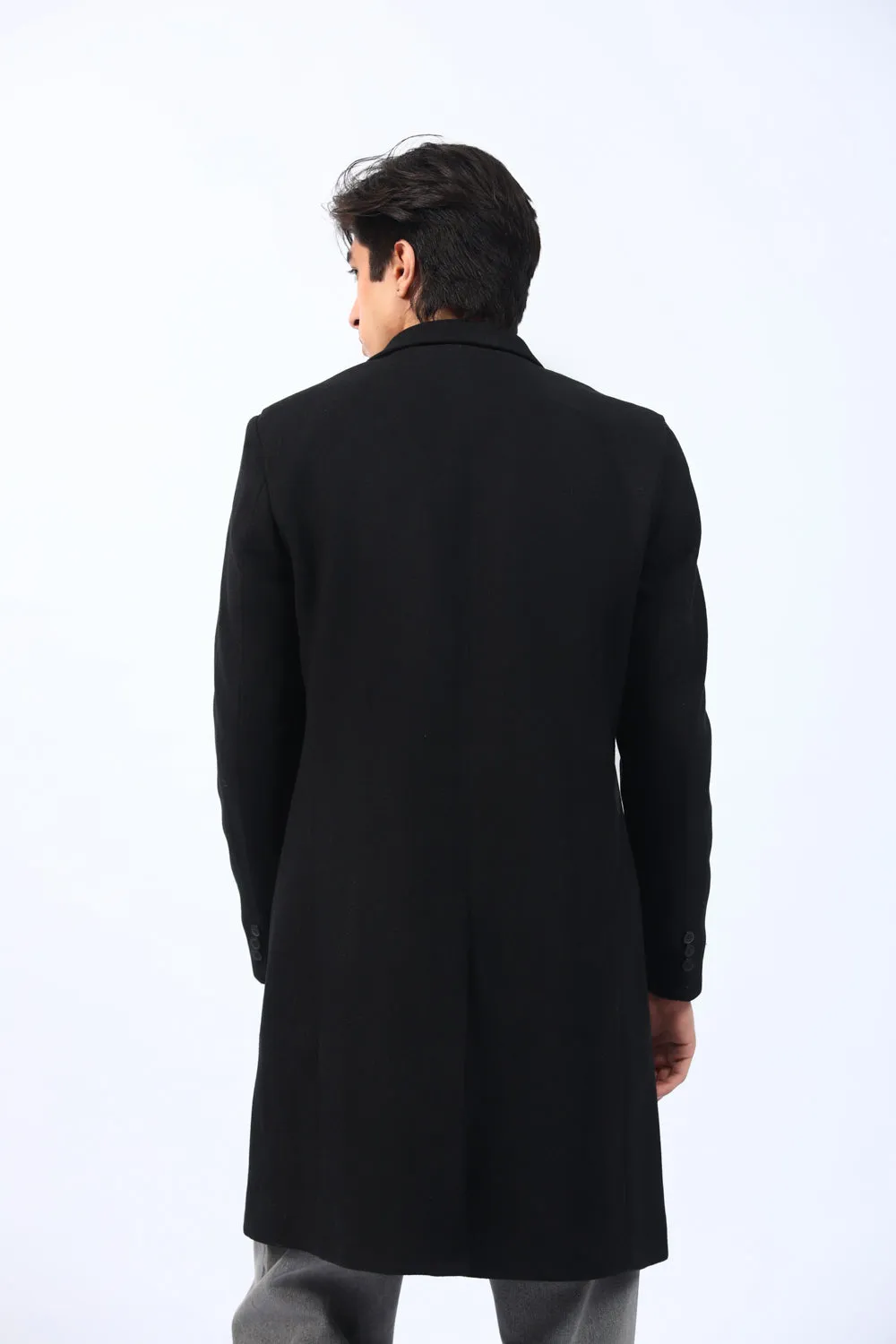 TEXTURED WOOL BLEND LONG COAT