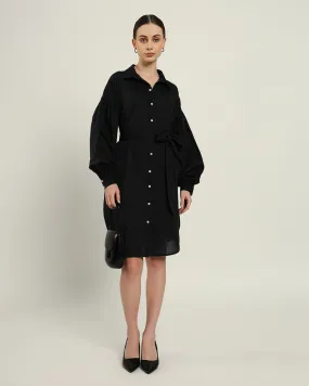 The Derby Daisy Noir Linen Dress