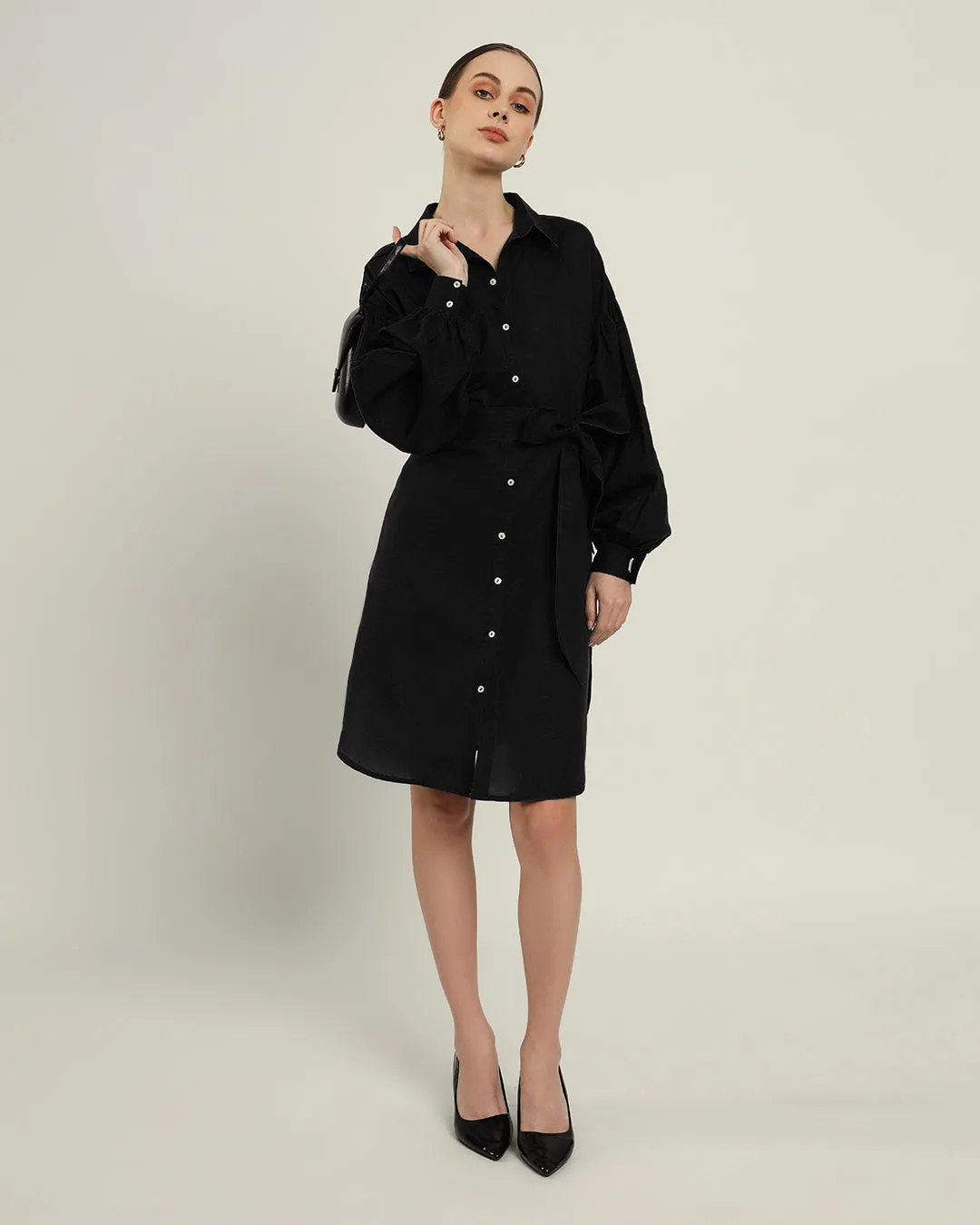 The Derby Daisy Noir Linen Dress