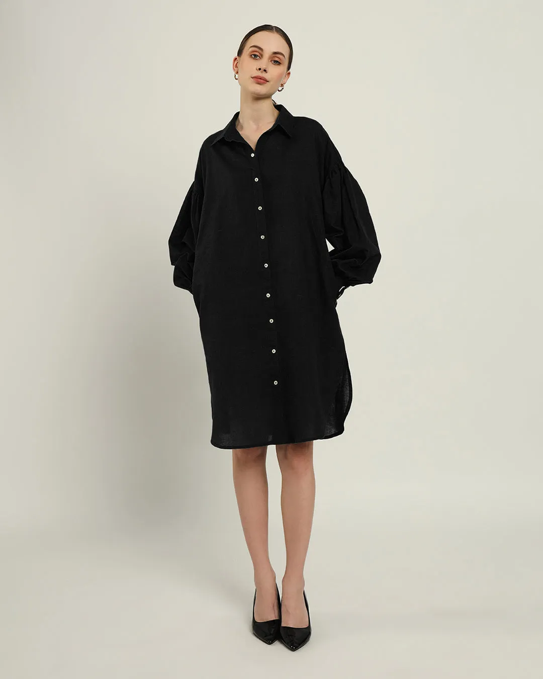 The Derby Daisy Noir Linen Dress