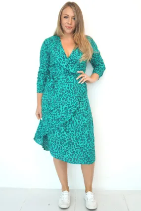 The Midi Flirty Wrap Dress - Jade Jungle