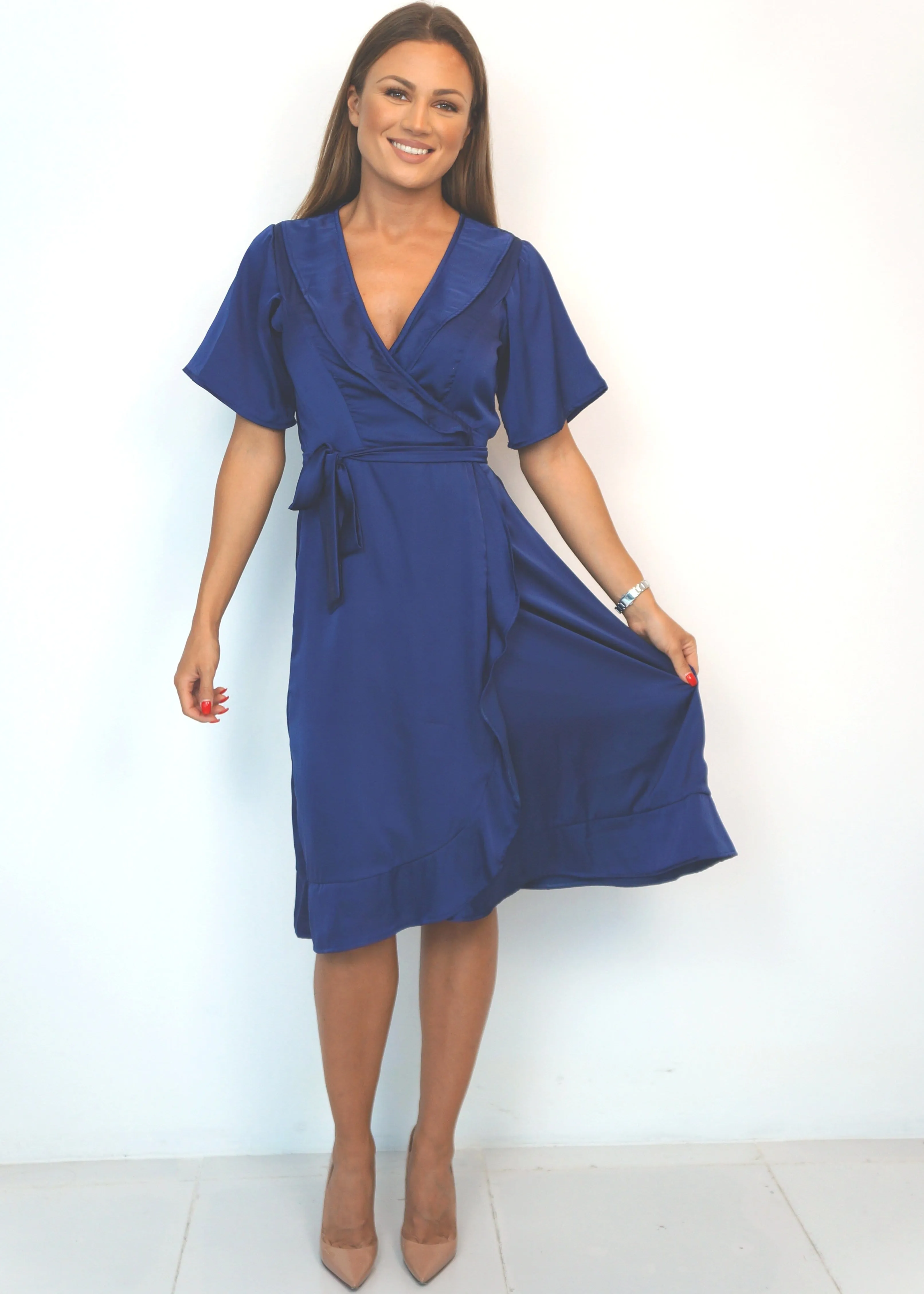 The Midi Flirty Wrap Dress - Perfect Navy