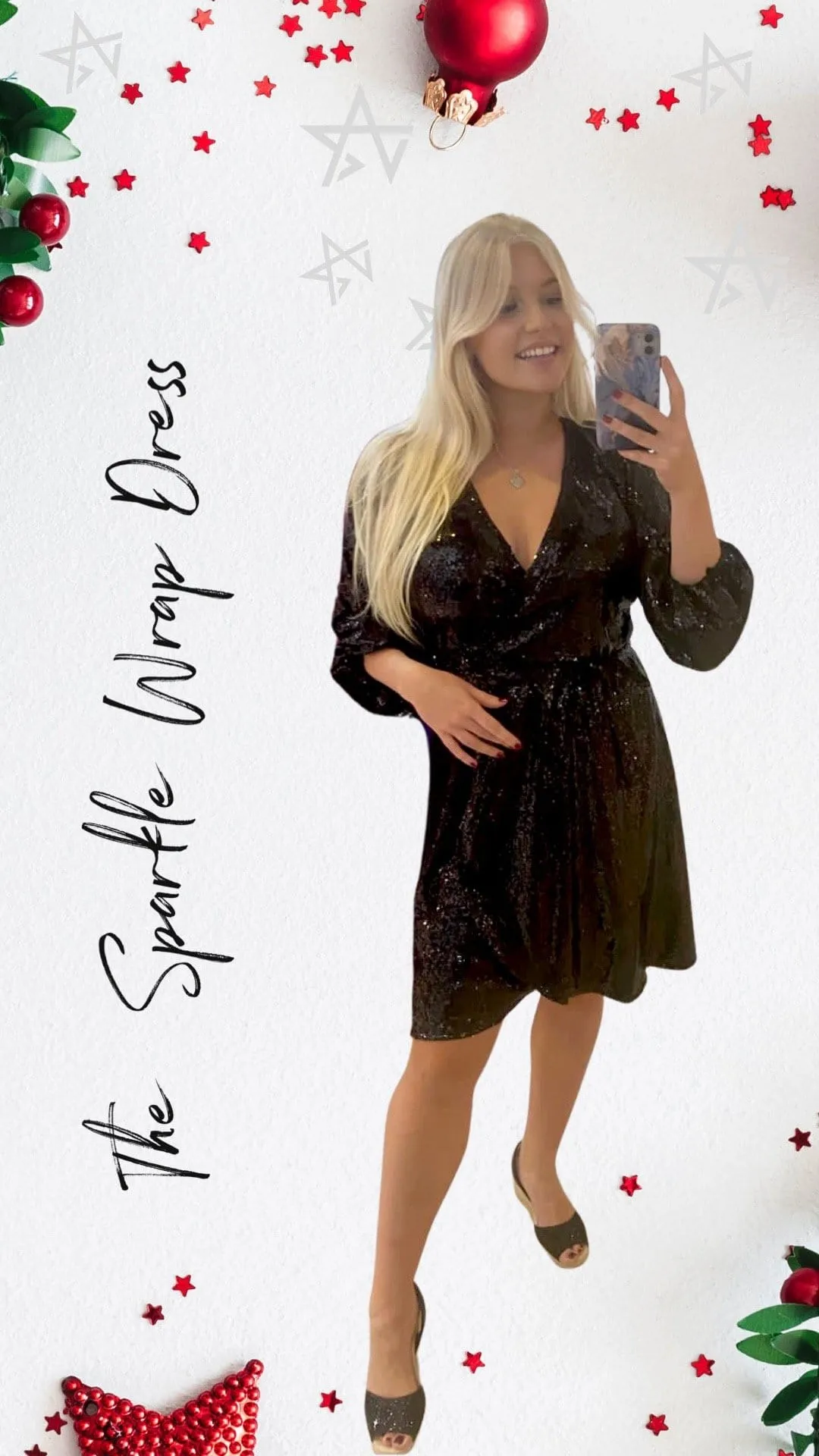 The Sparkle Wrap Dress - Black Sparkle