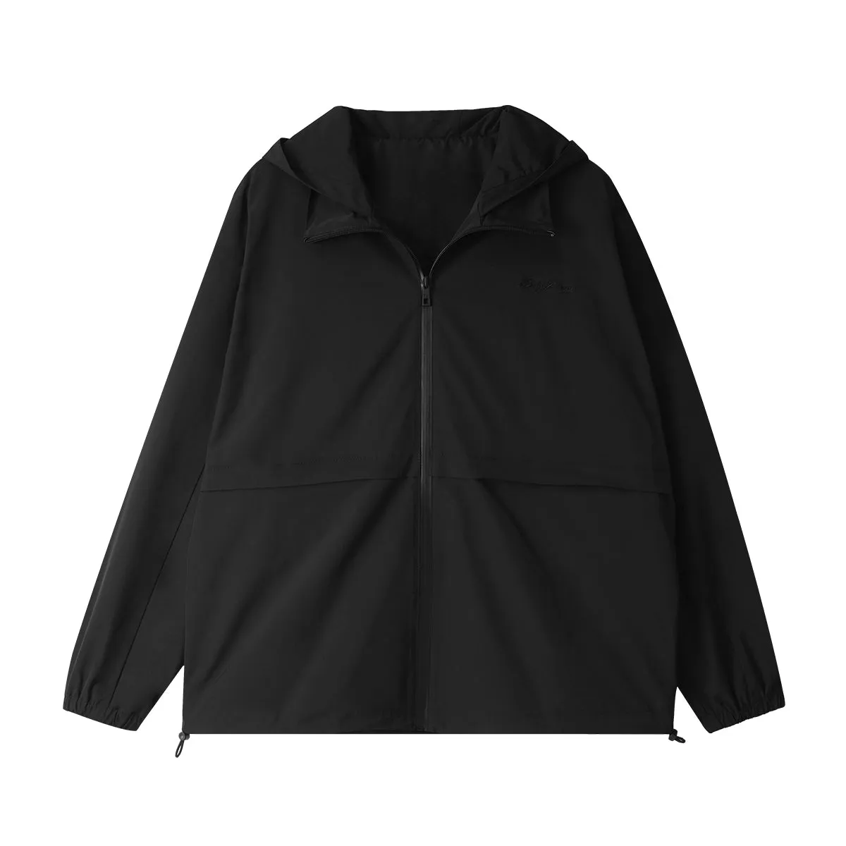 Transport Relaxed Fit Hooded Black Windbreaker Jacket