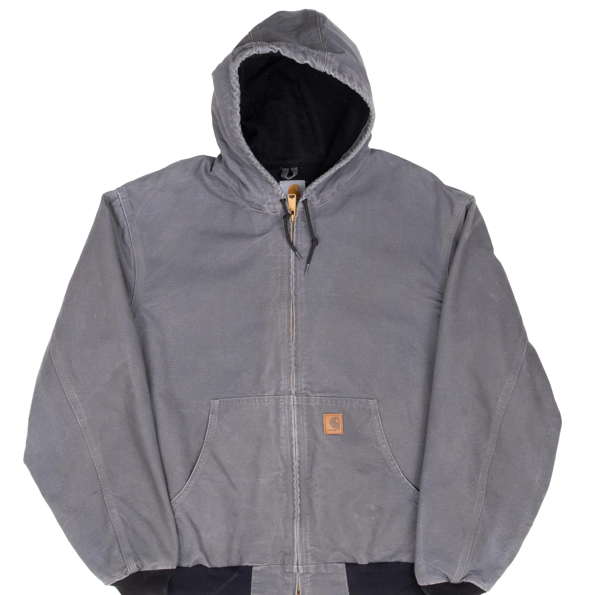 VINTAGE CARHARTT GREY J208 GVL ACTIVE JACKET WITH HOOD 2000S XL