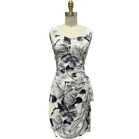 Watercolor Hibiscus Gray Sarong Dress